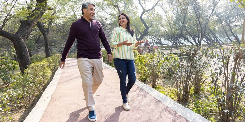 A couple on a walk.